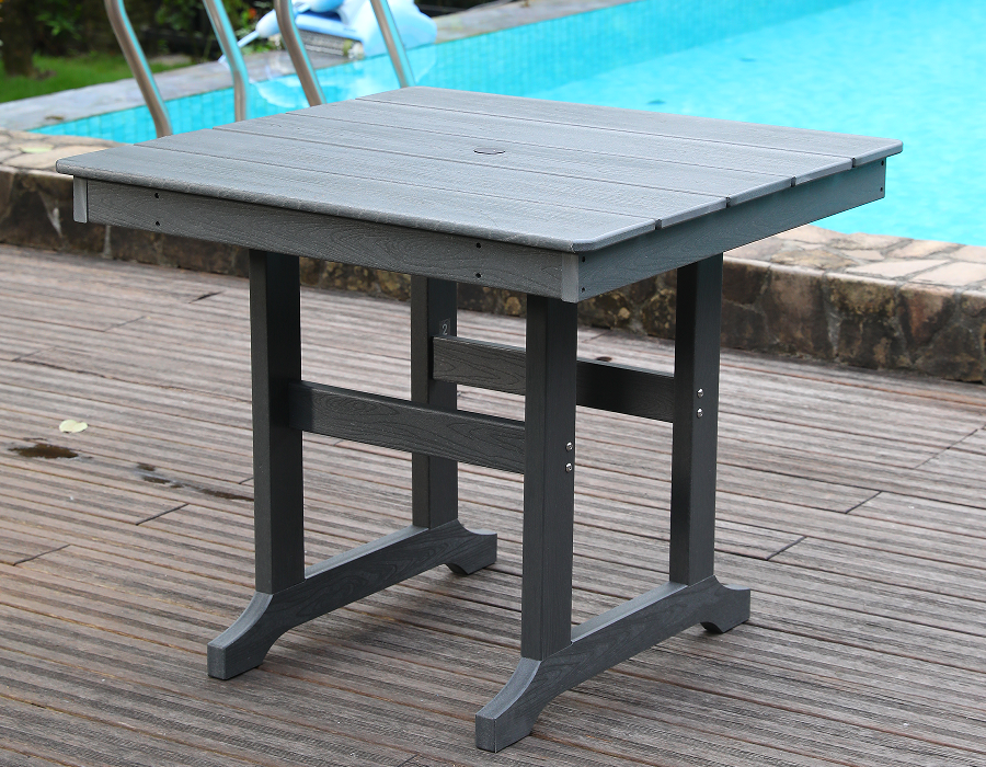 Gray HDPE Square Table na Lumalaban sa Panahon