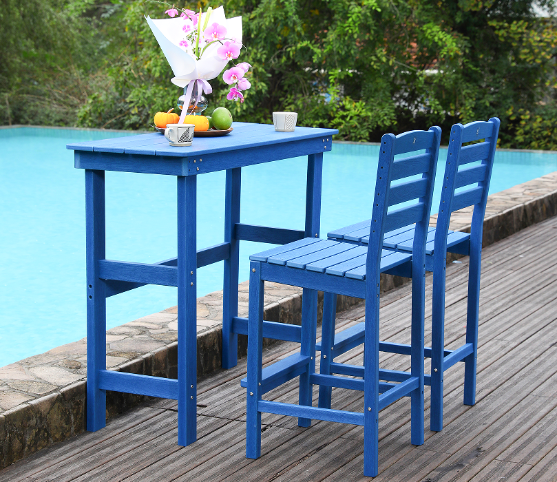 Vibrant Blue Social HDPE Bar Dining Set