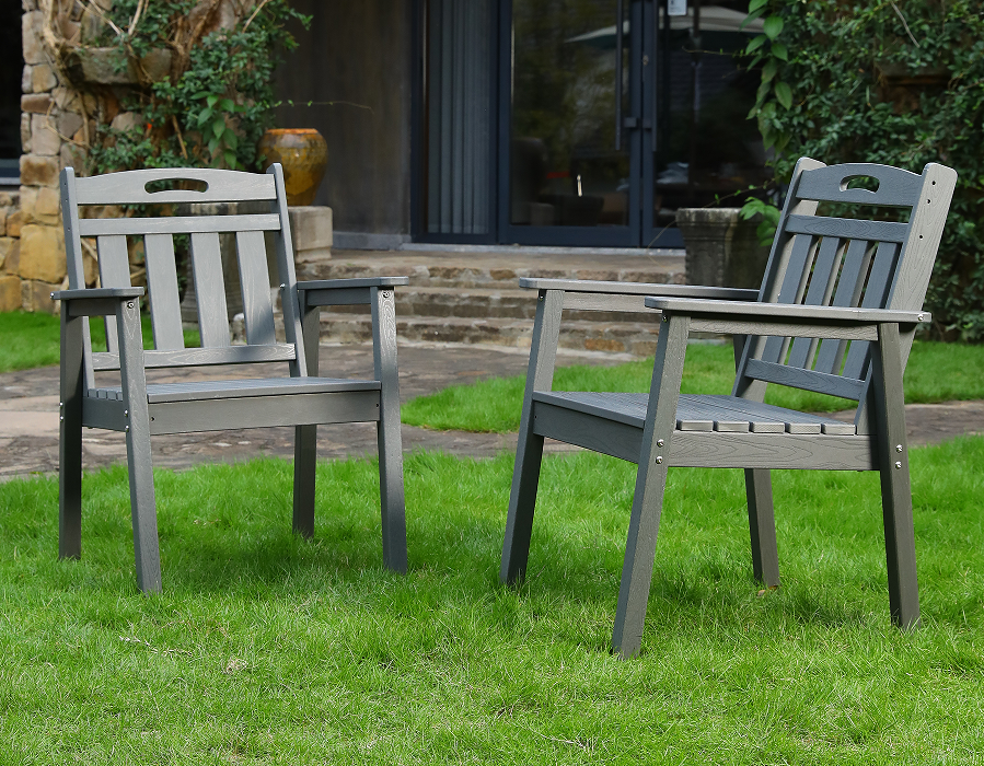 Slate Grey 2-Pack Upright HDPE Adirondack Dining Chair