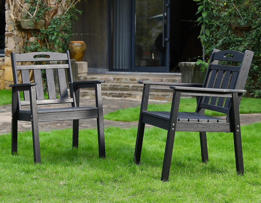 Black 2-Pack Upright HDPE Adirondack Dining Chair