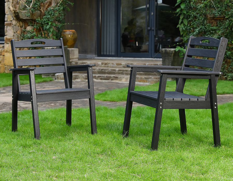 Black 2-Pack Cross Back HDPE Adirondack Dining Chair