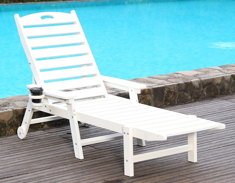 Maliwanag na Puting HDPE Solo Adirondack Lounge Chair