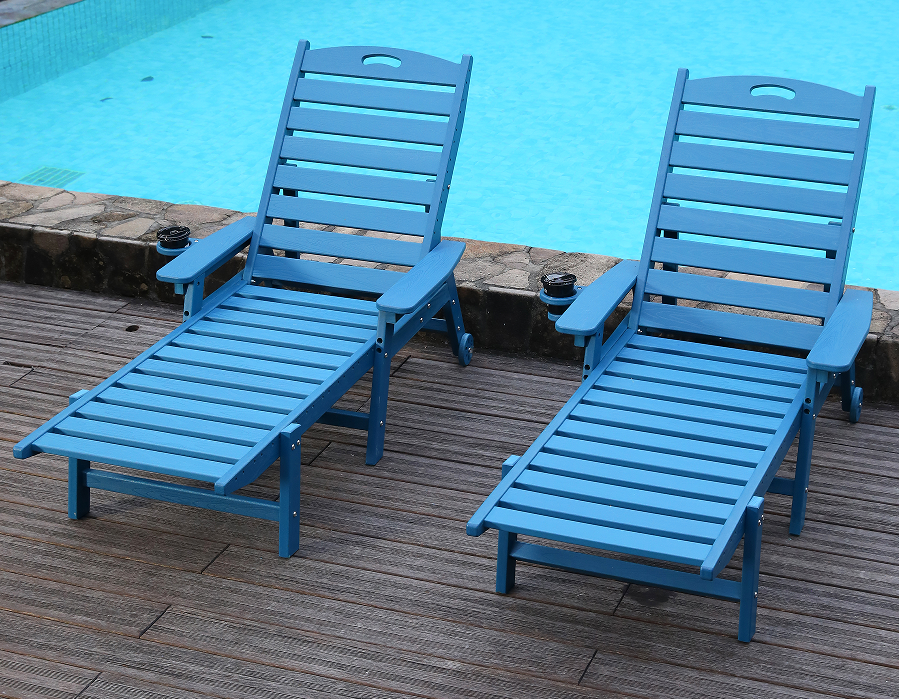 Serene Ocean Blue 2-Pack HDPE Reclining Adirondack Set