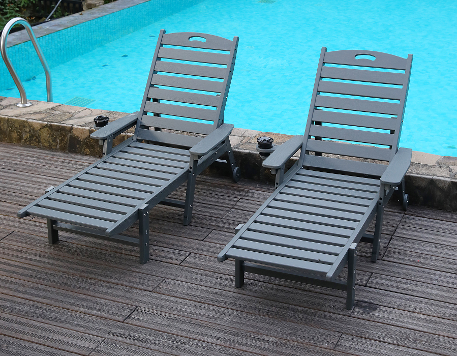 Storm Grey 2-Pack HDPE Reclining Adirondack Lounge Set
