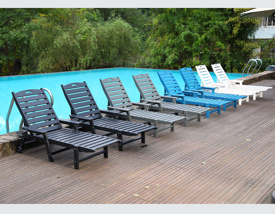 Midnight Black HDPE Handle-Ready Adirondack Lounge Chair