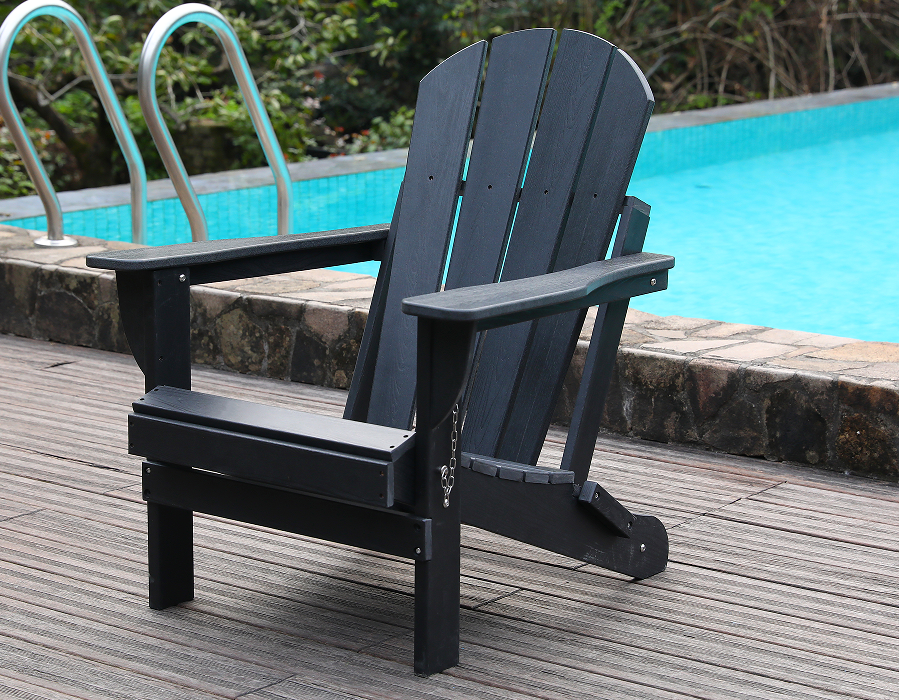 Black All-Weather HDPE Adirondack Frog Chair