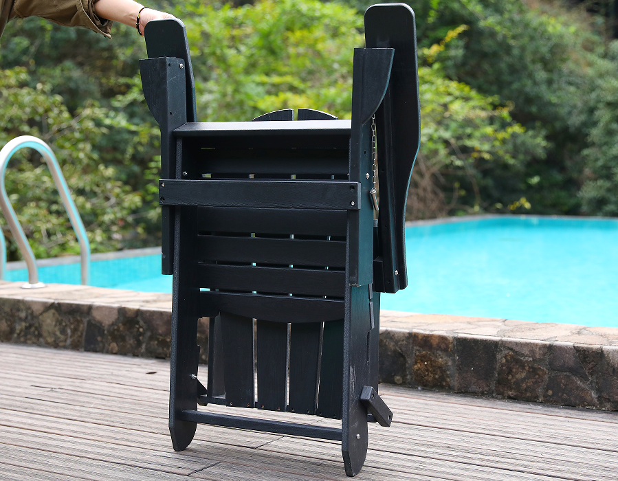 Black All-Weather HDPE Adirondack Frog Chair