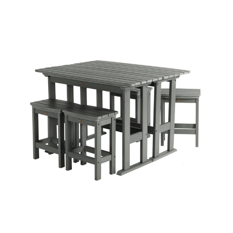 Modern Dark Grey HDPE 6-Piece High Bar Dining Set