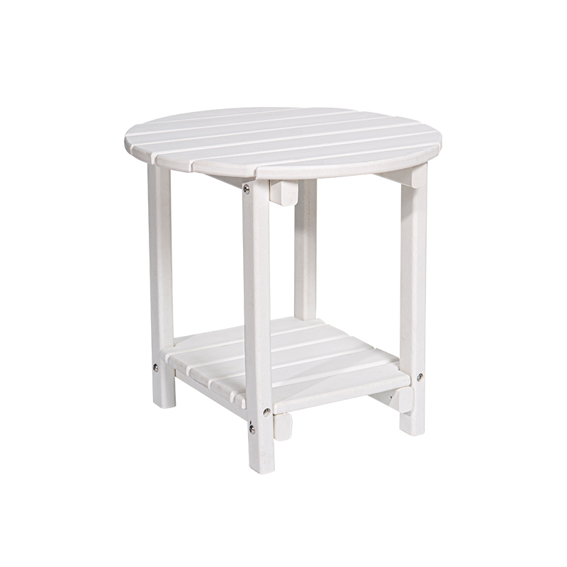 White Wood Grain Effect Round Multi-Functional Table HDPE Material na may Square Storage Rack