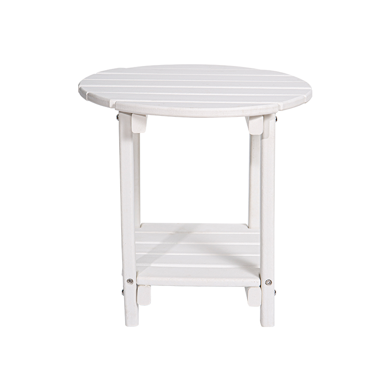 White Wood Grain Effect Round Multi-Functional Table HDPE Material na may Square Storage Rack